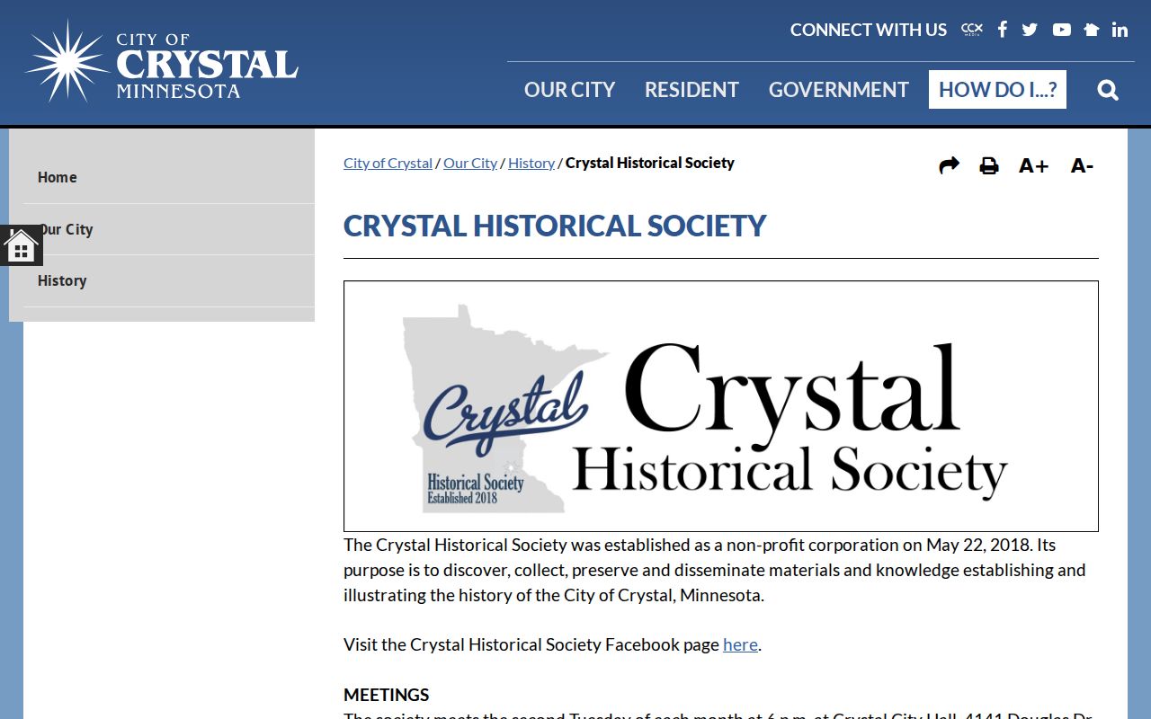 Crystal city directory historical society research contact page