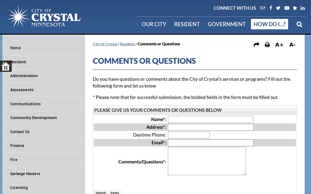 Crystal residents directory public-record request route