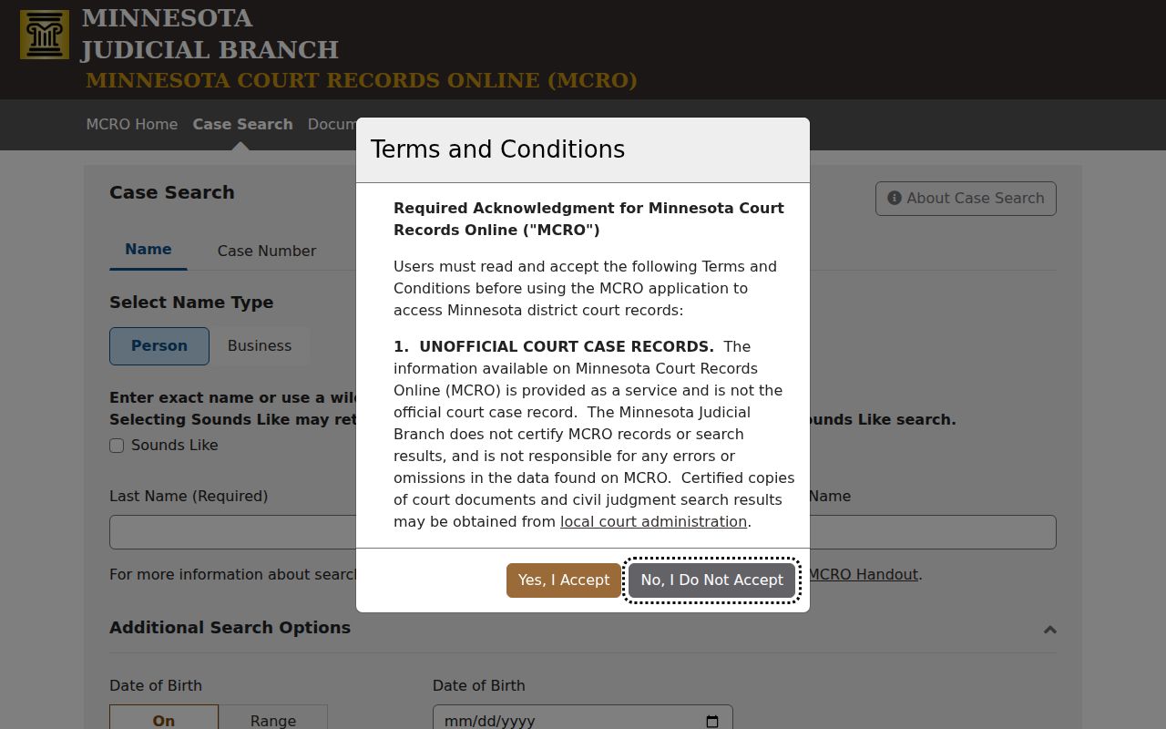 Crystal residents directory Minnesota court records search controls