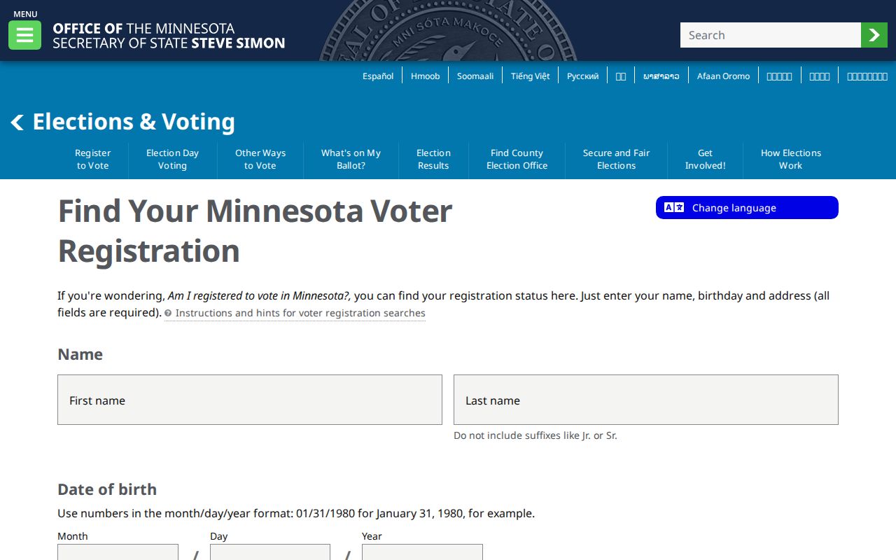 Crystal residents directory Minnesota MNVotes lookup form